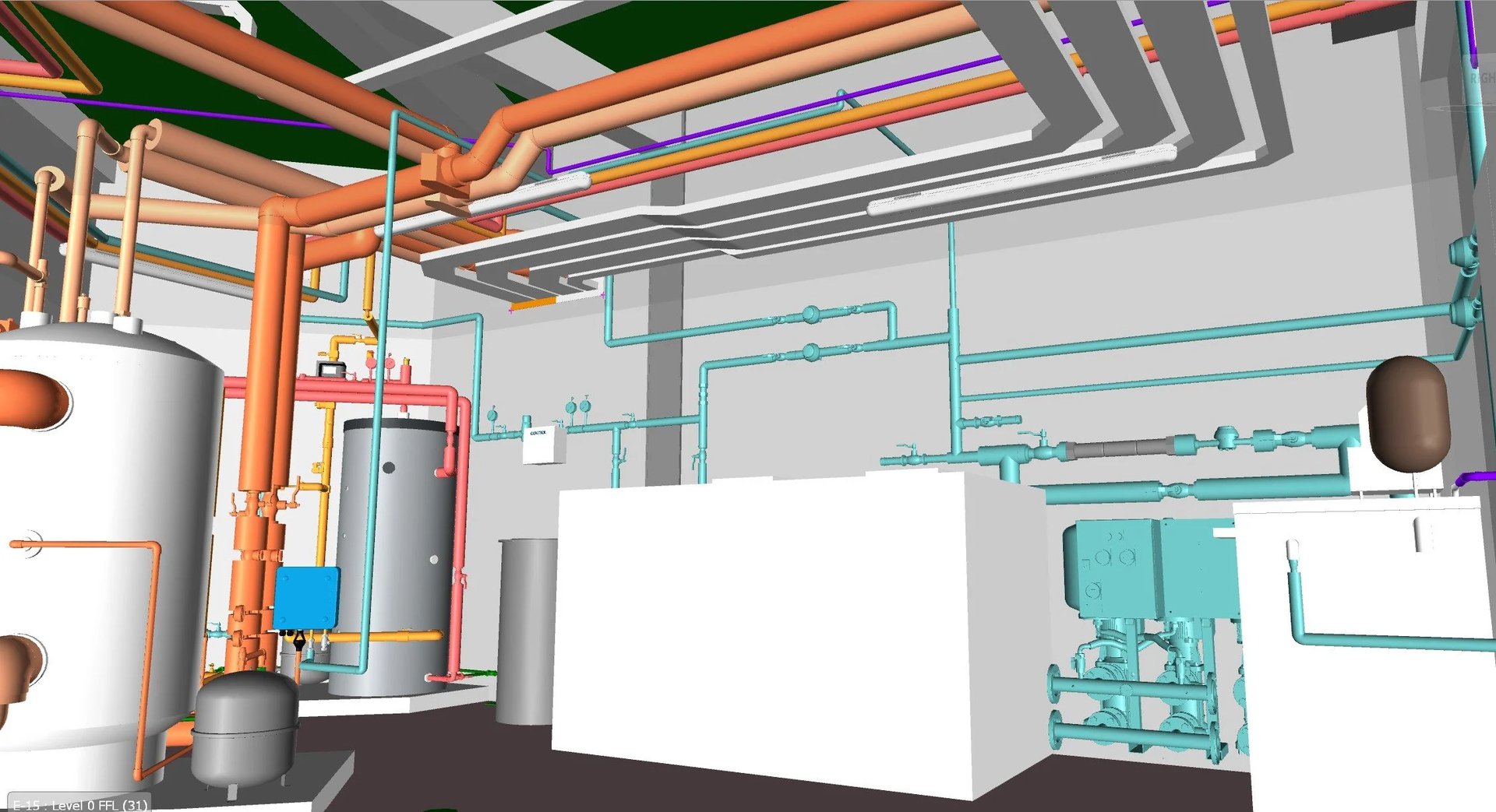 Detailed MEP mechanical room coordination model